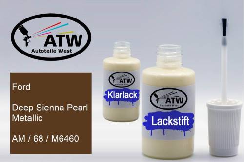 Ford, Deep Sienna Pearl Metallic, AM / 68 / M6460: 20ml Lackstift + 20ml Klarlack - Set, von ATW Autoteile West.
